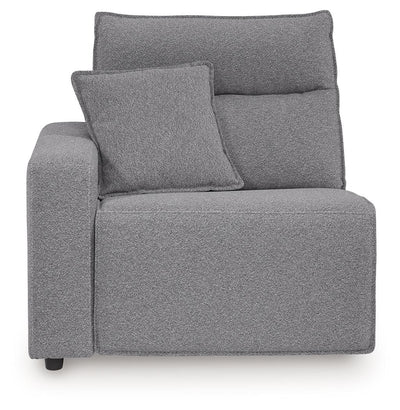 Modmax II Salt and Pepper left-arm facing zero wall power recliner, front view