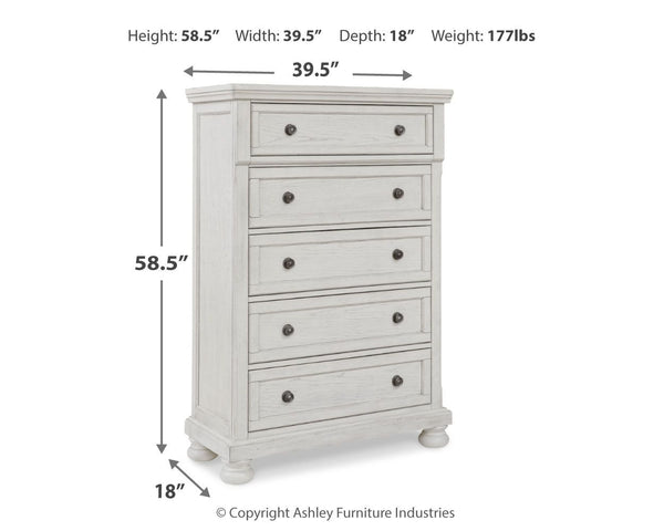 Ashley Robbinsdale Five Drawer Chest - Antique White