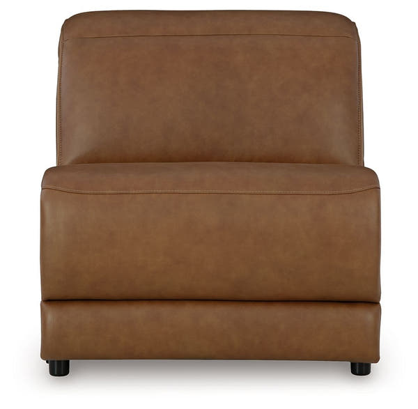 Magic Man Caramel armless chair with manual headrest, front view