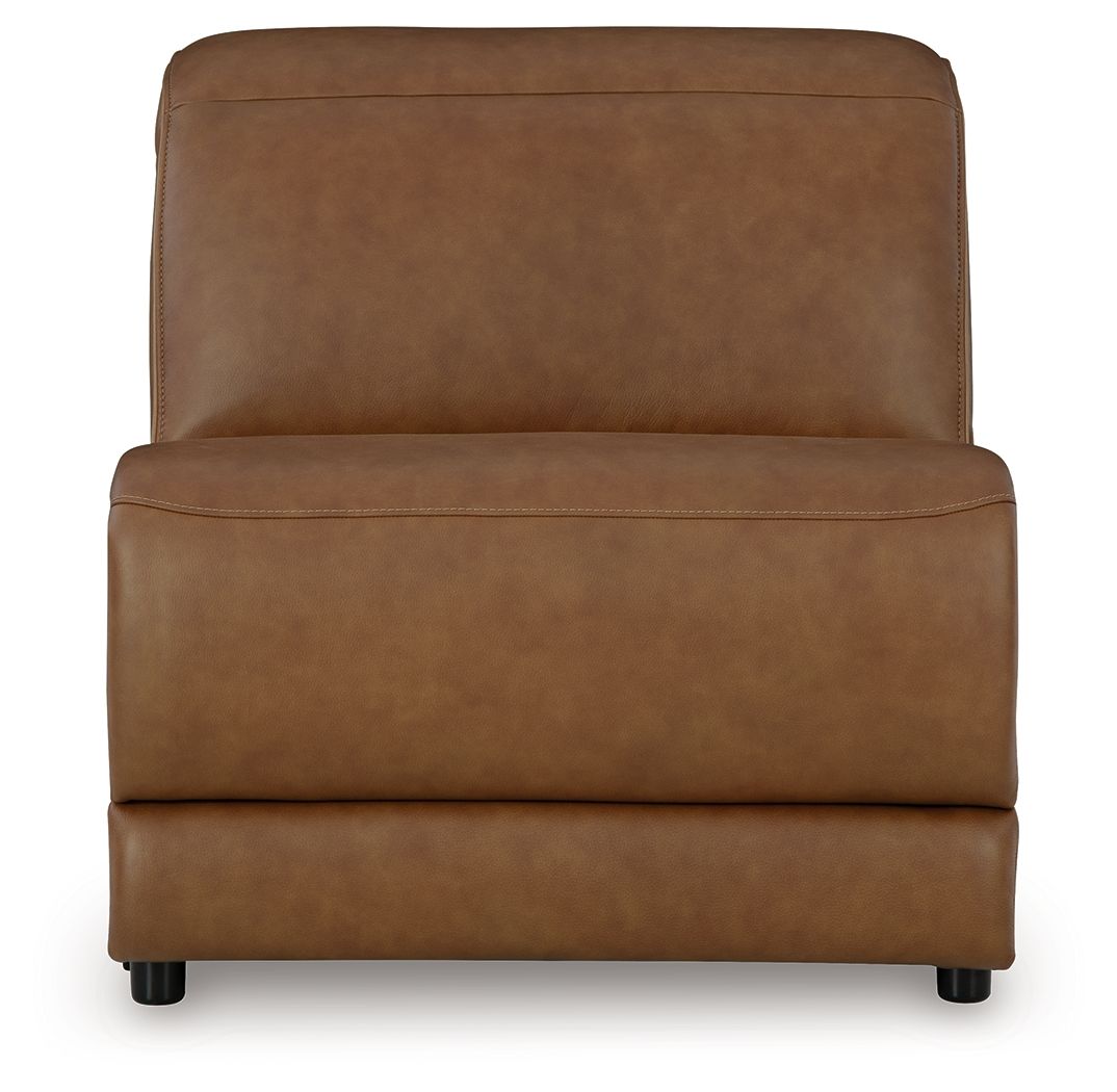 Magic Man Caramel armless chair with manual headrest, front view