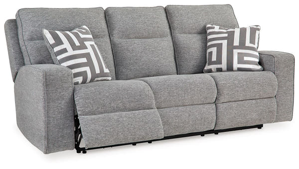 Ashley Biscoe Power Reclining Sofa With Adjustable Headrest - Pewter