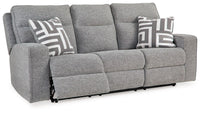 Ashley Biscoe Power Reclining Sofa With Adjustable Headrest - Pewter