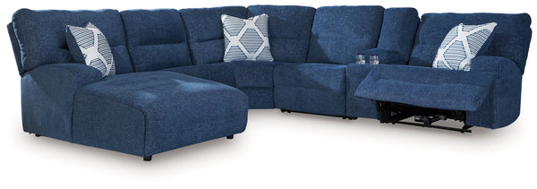 Ashley Acklen Place Navy 6 Piece Power Reclining Sectional With LAF Power Reclining Back Chaise