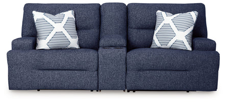 Ashley Acklen Place Navy 3 Piece Power Reclining Sectional With Storage Console