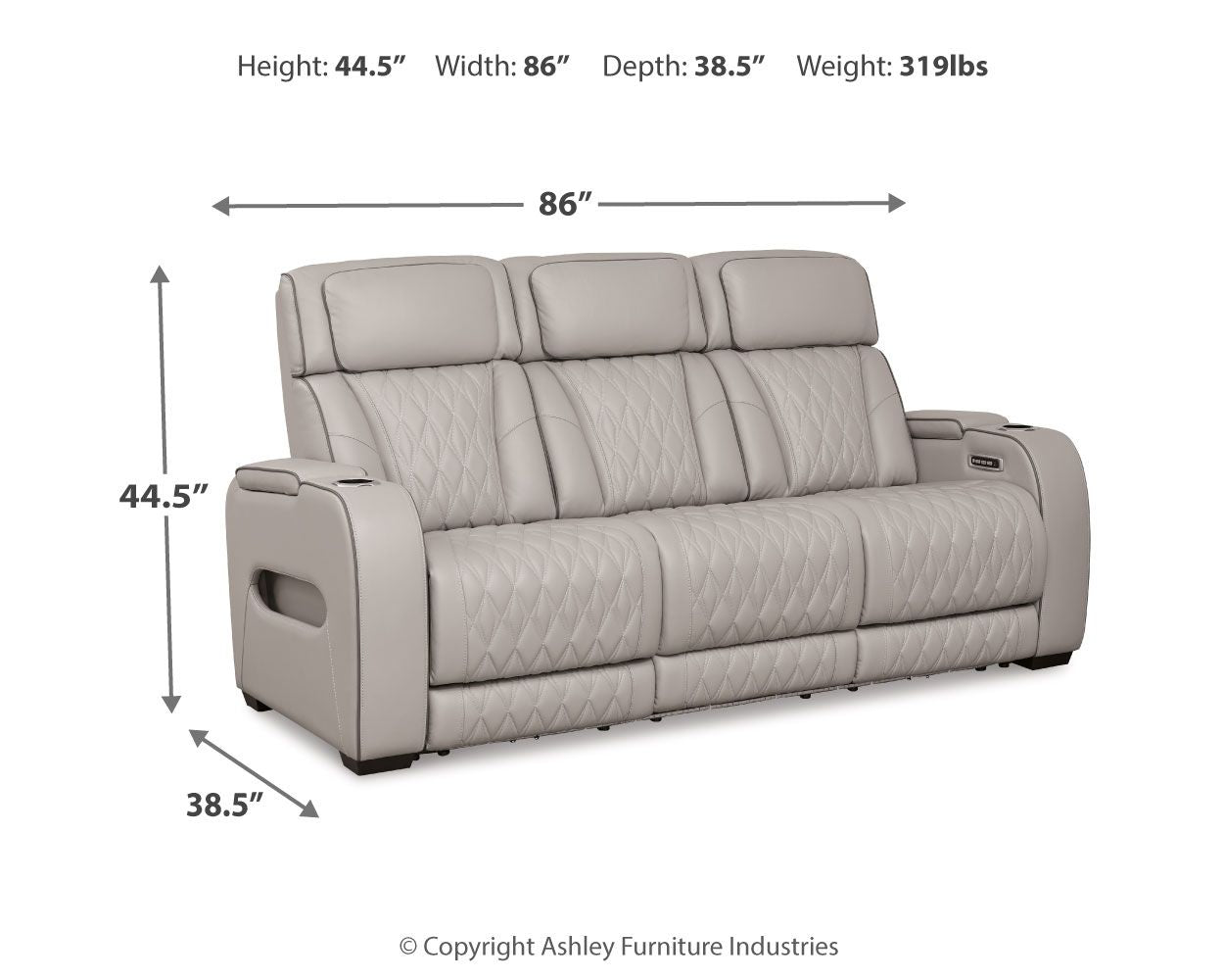 Ashley Boyington Power Reclining Sofa With Adjustable Headrest