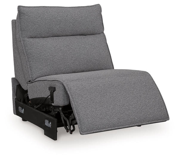 Modmax II Salt and Pepper power armless recliner, reclined