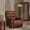Top Grain Leather Swivel Glider Recliner with Manual Footrest