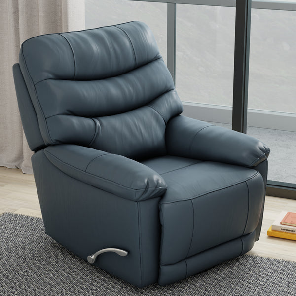 Top Grain Leather Swivel Glider Recliner with Manual Footrest