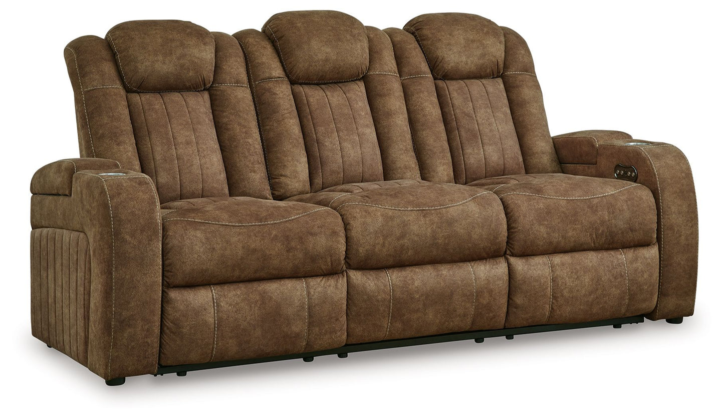 Ashley Wolfridge Power Reclining Sofa With Adjustable Headrest - Brindle
