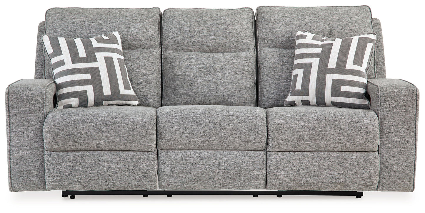Ashley Biscoe Power Reclining Sofa With Adjustable Headrest - Pewter