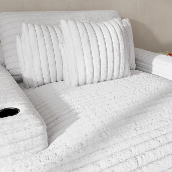 Oversized Light Gray Lounge Chair with Dual Cup Holders, USB Port, and Plush Cushions