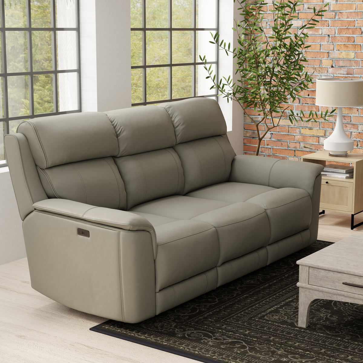 Dual Power Reclining Sofa, Love Seat, and Manual Glider Recliner - Mineral