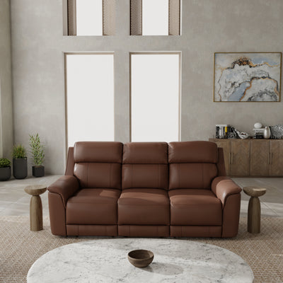 Dual Power Reclining Sofa, Love Seat, and Manual Glider Recliner - Pecan