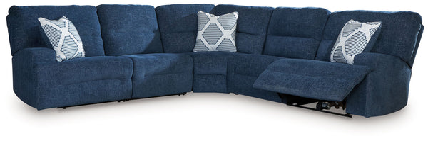 Ashley Acklen Place Navy 5 Piece Power Reclining Sectional Sofa