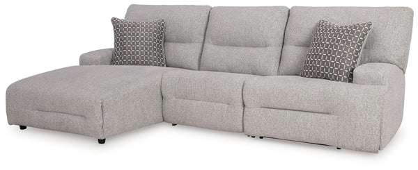 Ashley Acklen Place Pewter 3 Piece Power Reclining Sectional With LAF Power Reclining Back Chaise