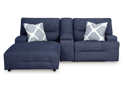 Acklen Place Navy 3-Piece Power Reclining Sectional Sofa with LAF Chaise