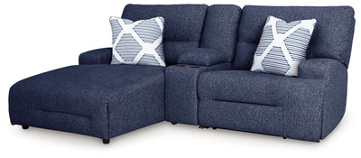 Acklen Place Navy 3-Piece Power Reclining Sectional Sofa with LAF Chaise