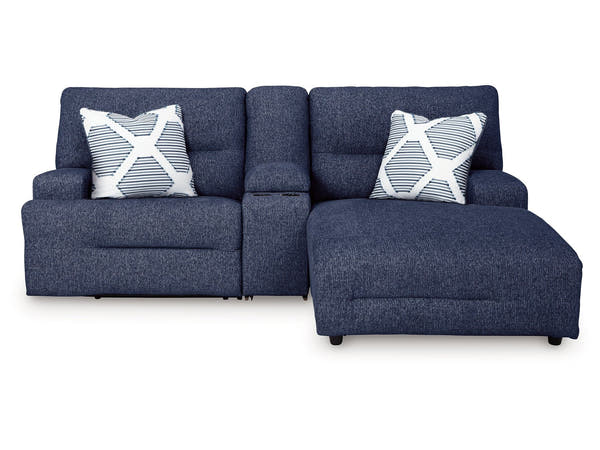Acklen Place Navy 3-Piece Power Reclining Sectional Sofa with RAF Chaise