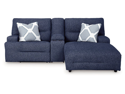 Acklen Place Navy 3-Piece Power Reclining Sectional Sofa with RAF Chaise