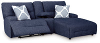 Acklen Place Navy 3-Piece Power Reclining Sectional Sofa with RAF Chaise