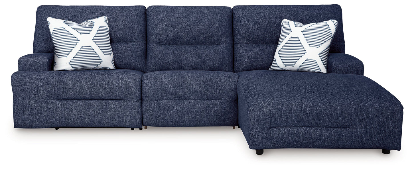 Acklen Place Navy 3-Piece Right Power Reclining Sectional