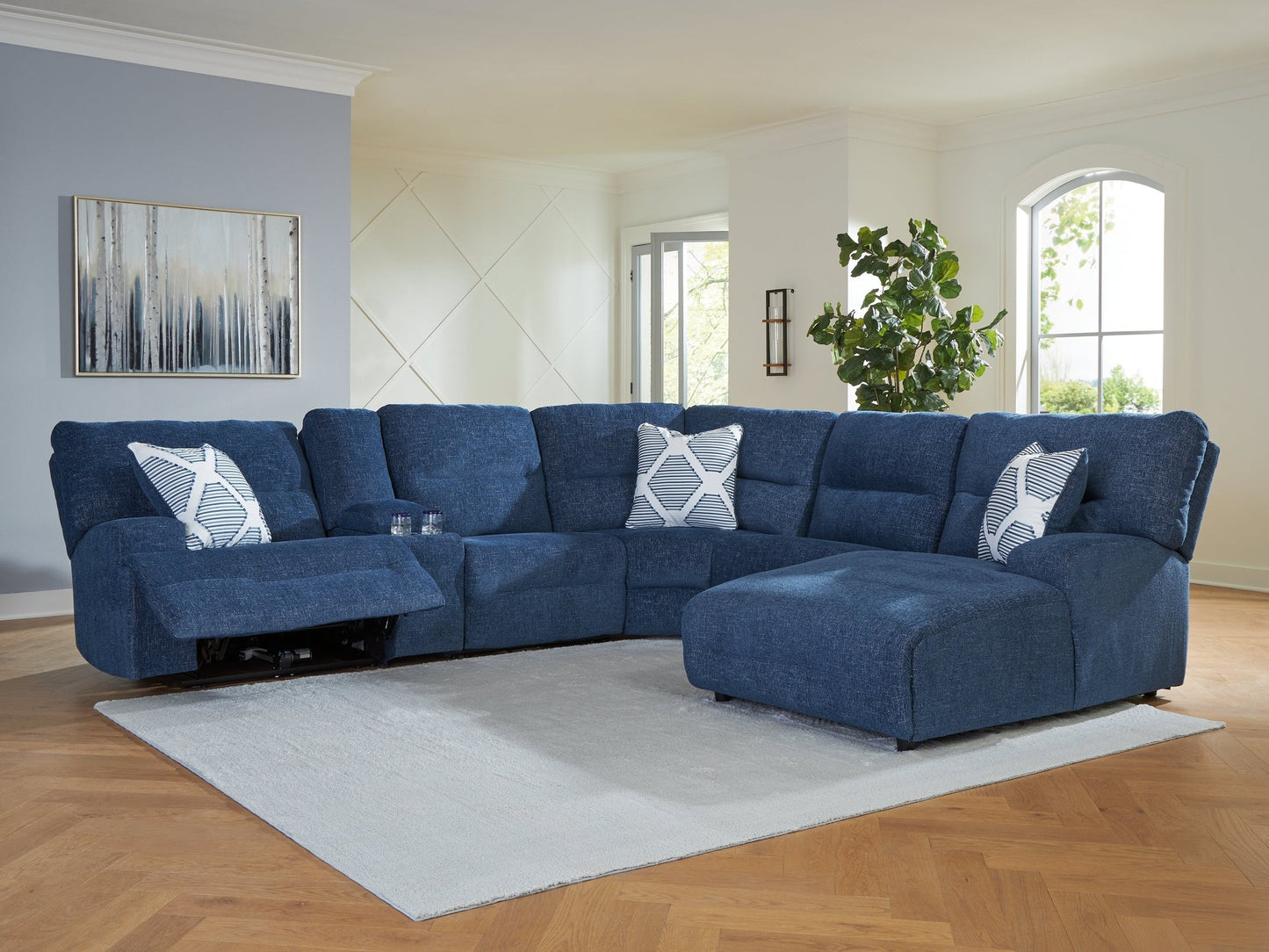 Acklen Place Navy 6-Piece Power Reclining Sectional w/Chaise