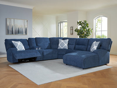 Acklen Place Navy 6-Piece Power Reclining Sectional w/Chaise