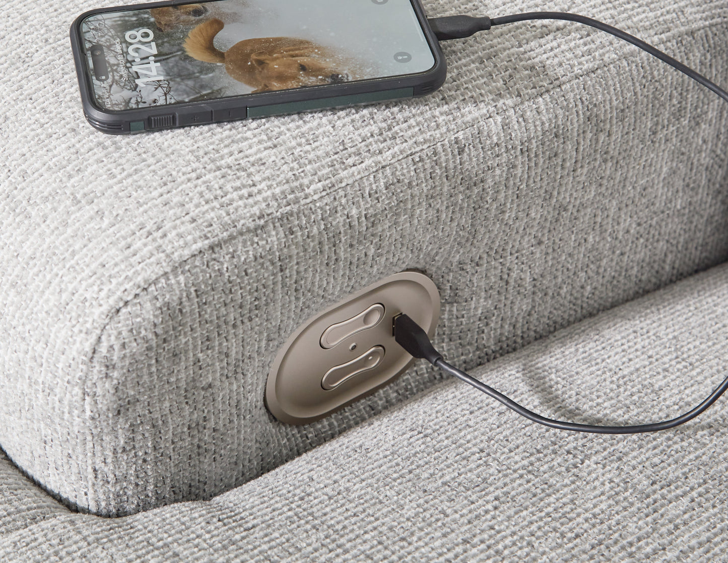 Acklen Place Pewter 3-Piece Left Power Reclining Sectional