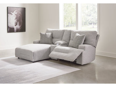Acklen Place Pewter 3-Piece Power Reclining Sectional Sofa with LAF Chaise