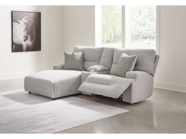 Acklen Place Pewter 3-Piece Power Reclining Sectional Sofa with LAF Chaise
