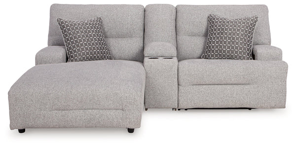 Acklen Place Pewter 3-Piece Power Reclining Sectional Sofa with LAF Chaise