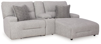 Acklen Place Pewter 3-Piece Power Reclining Sectional Sofa with RAF Chaise