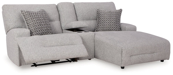 Acklen Place Pewter 3-Piece Power Reclining Sectional Sofa with RAF Chaise