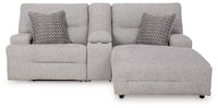 Acklen Place Pewter 3-Piece Power Reclining Sectional Sofa with RAF Chaise