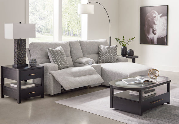 Acklen Place Pewter 3-Piece Power Reclining Sectional Sofa with RAF Chaise