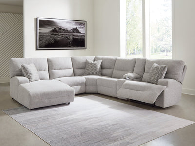 Acklen Place Pewter 6-Piece Left Power Reclining Sectional w/Chaise