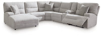 Acklen Place Pewter 6-Piece Left Power Reclining Sectional w/Chaise