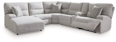 Acklen Place Pewter 6-Piece Left Power Reclining Sectional w/Chaise