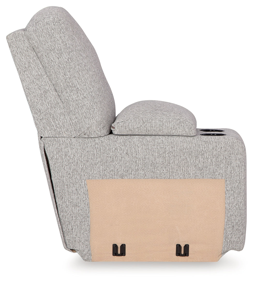 Acklen Place Pewter 6-Piece Power Reclining Sectional and Power Recliner