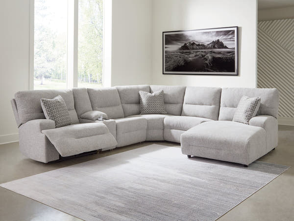 Acklen Place Pewter 6-Piece Right Power Reclining Sectional w/Chaise