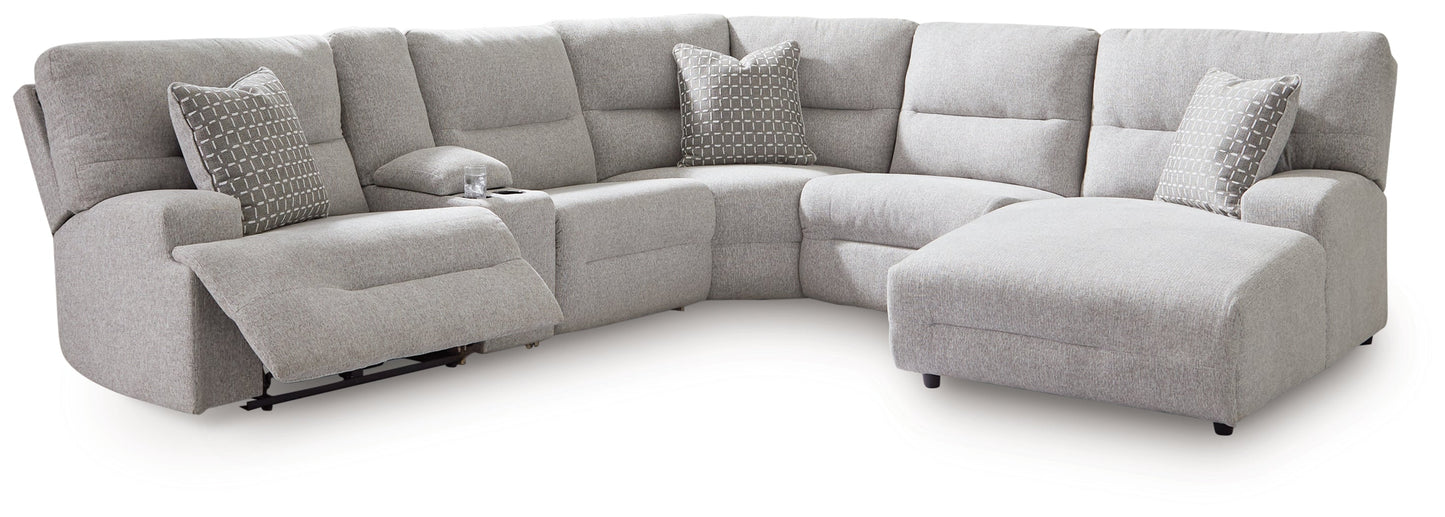 Acklen Place Pewter 6-Piece Right Power Reclining Sectional w/Chaise