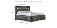 Caitbrook Gray King Storage Bed dimensions