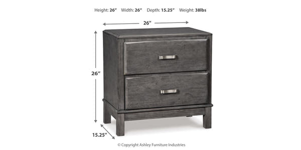 Caitbrook Gray Nightstand dimensions
