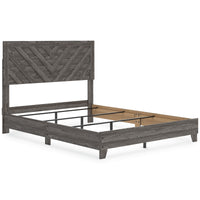 Sylveri Warm Gray Chevron Panel Bed frame without mattress