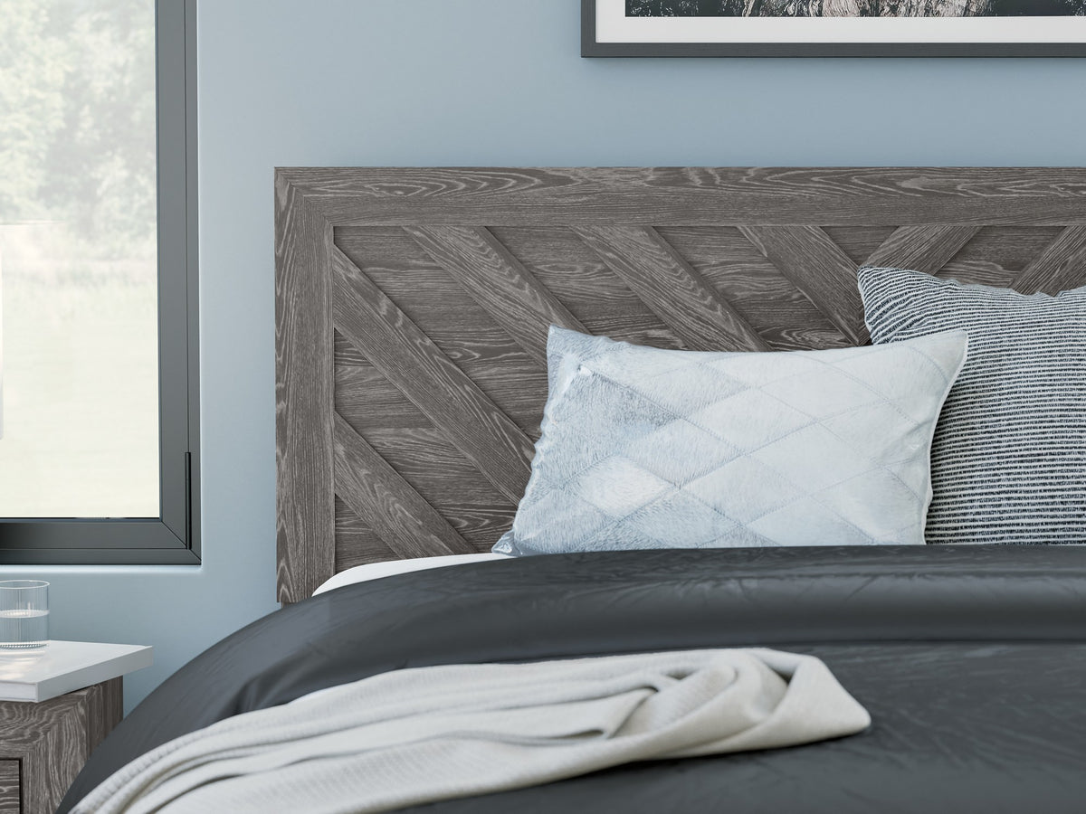 Sylveri Warm Gray Chevron Panel Bed headboard detail