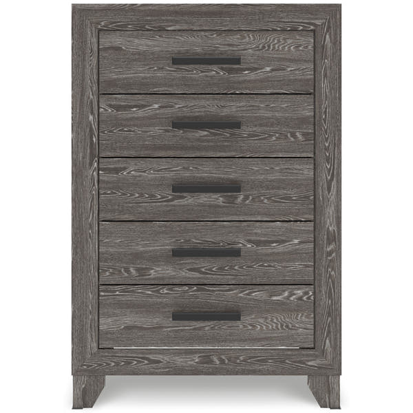 Sylveri Warm Gray Five Drawer Chest front view