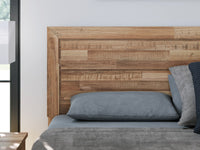 Finaria Warm Brown Panel Bed headboard detail