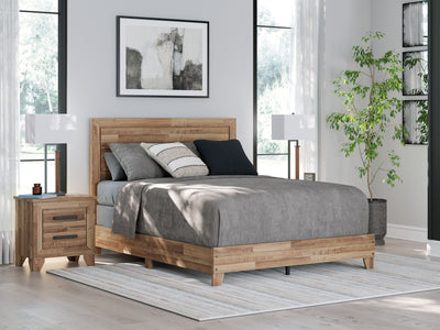 Finaria Warm Brown Panel Bed in a bedroom