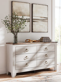 Laigmeyer Two-tone Six Drawer Dresser in a bedroom