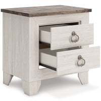Laigmeyer Two-tone Two Drawer Nightstand with drawers open